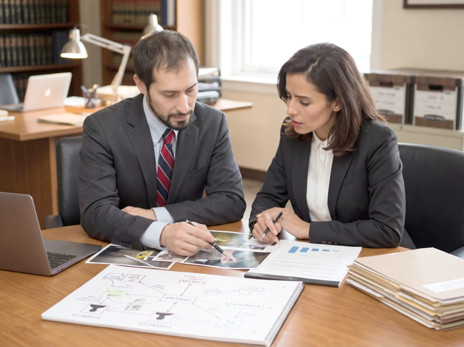 lawyer reviewing documents professional office setting