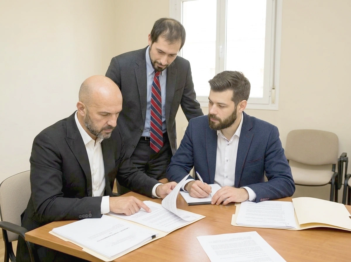 lawyer reviewing documents professional office setting